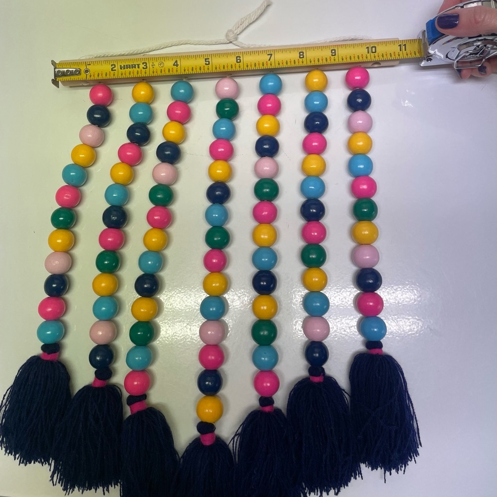 Colorful Beaded Wall Hanging with Tassels - Picture 3 of 5